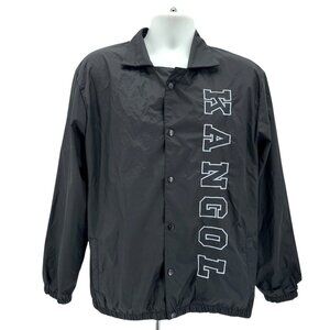 Kangol Mens Medium Jacket Coach Nylon Snap Button Black Spell Out Logo